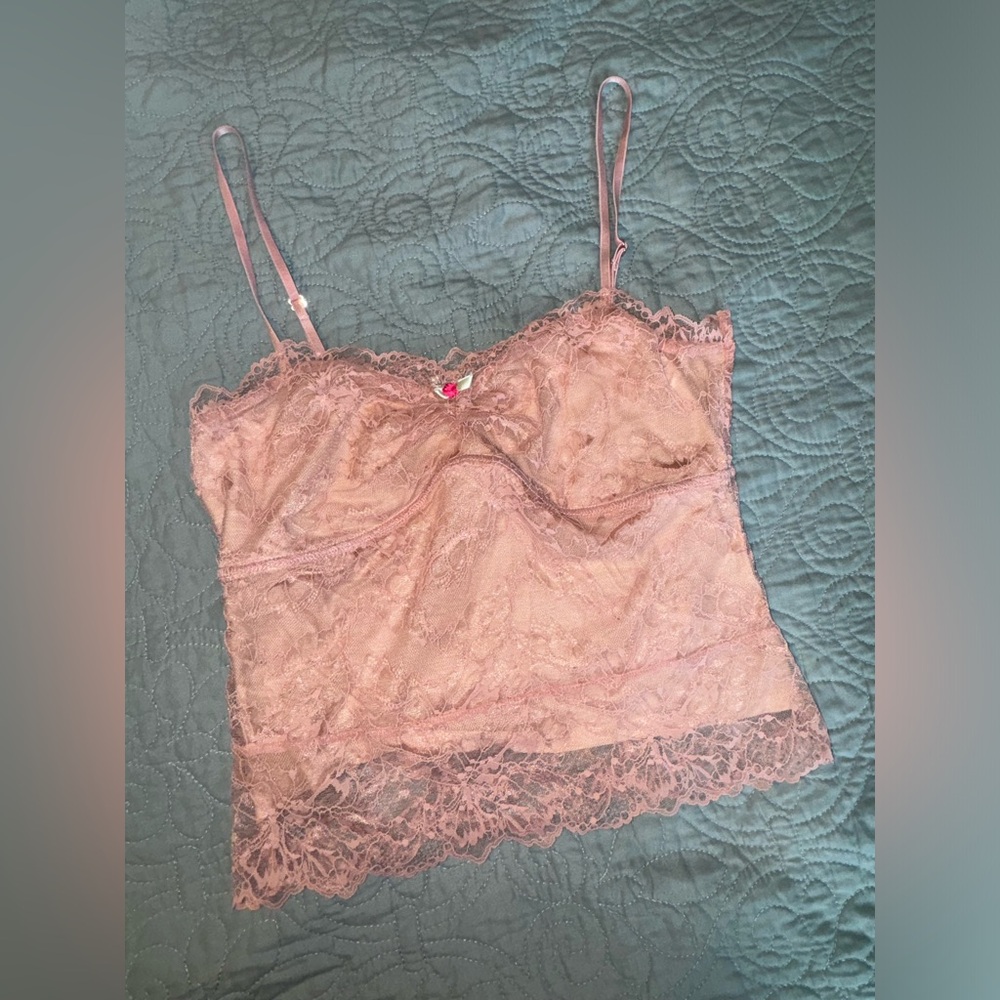 Free People Pink Lace Chemise